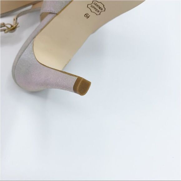 Lulu Townsend Tara Iridescent Silver Sling Back Peep Toe Platform Evening Heels - Picture 12 of 15